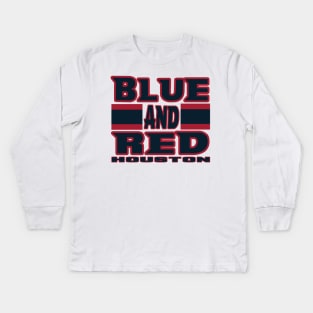 Houston LYFE Blue and Red True Football Colors! Kids Long Sleeve T-Shirt